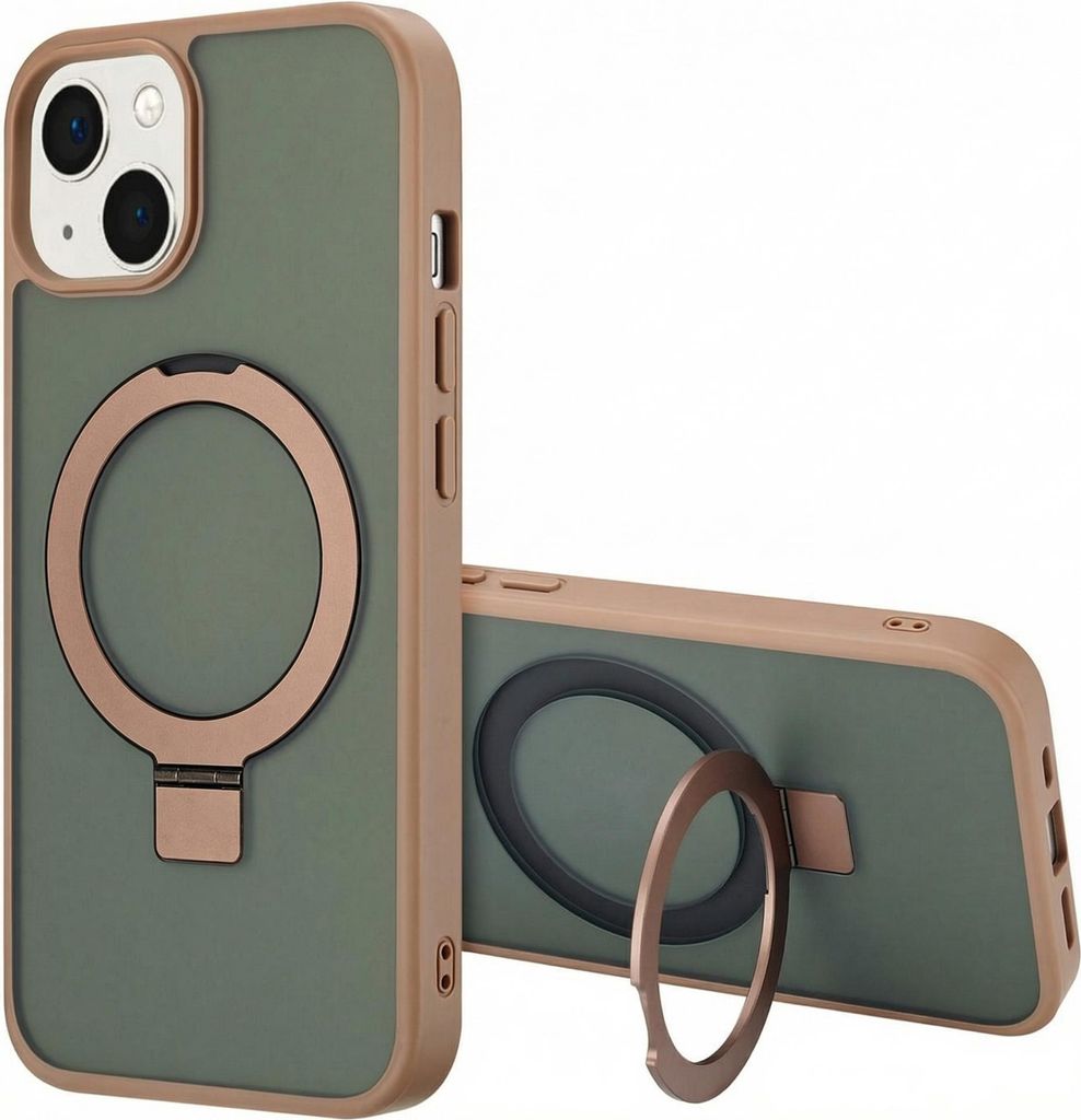 Accezz Ring Stand Backcover mit MagSafe iPhone 14 - Braun