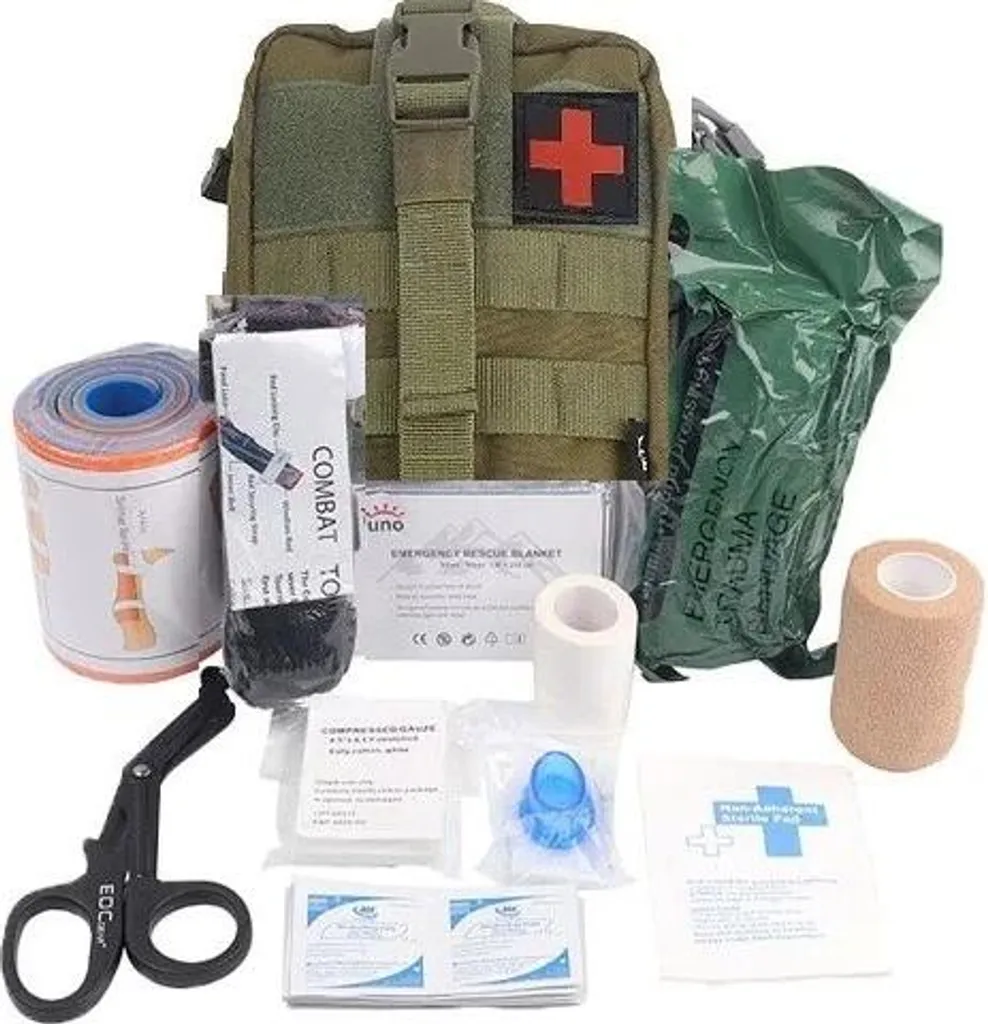 Trousse de premiers secours tactique HELBO militaire avec 13 articles