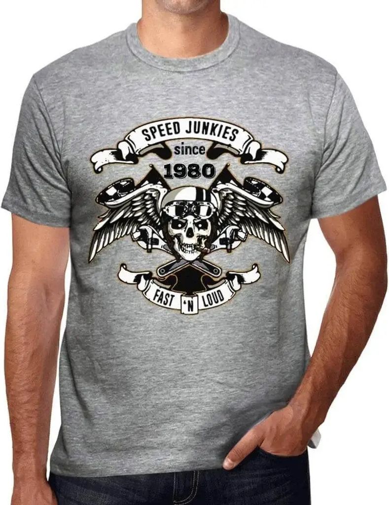 Herren Grafik T-Shirt Schnelle und laute Geschwindigkeitsjunkies seit 1980 – Fast and Loud Speed Junkies Since 1980 – Geschenk 44. Geburtstag
