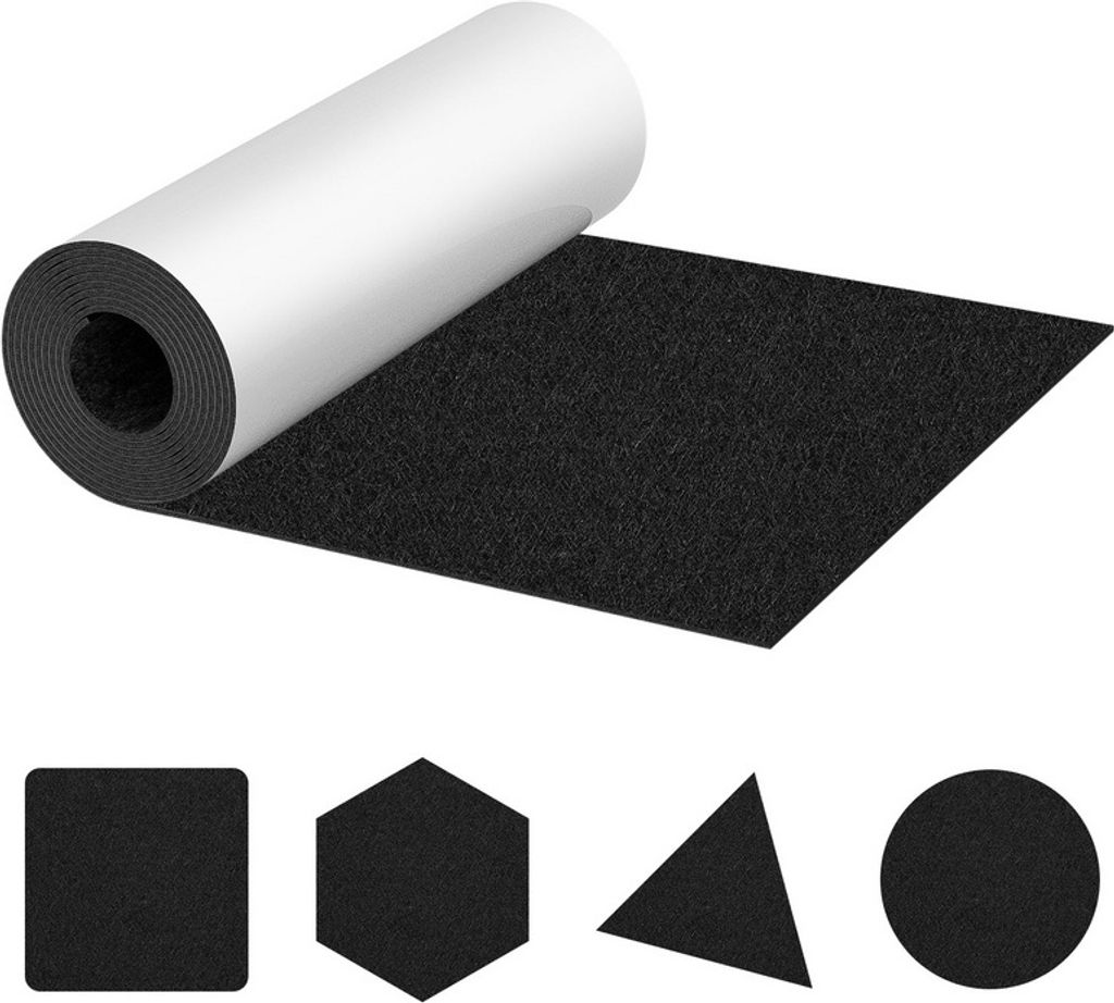 Clanmacy Filz selbstklebend Filzgleiter Selbstklebend für Stühle und Möbelfüße 50x150cm Schwarz