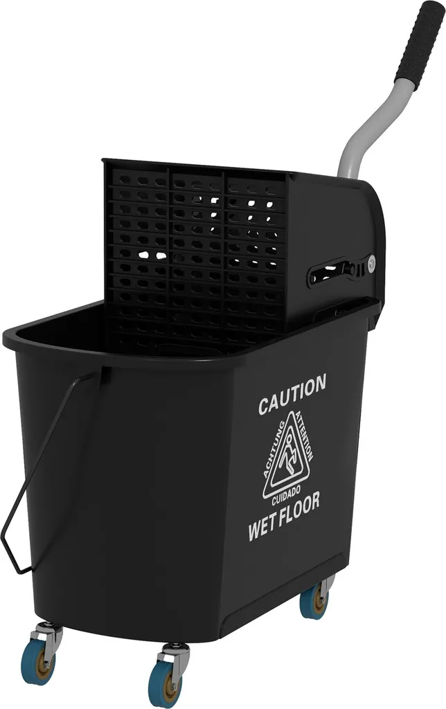 Chariot de nettoyage avec presse et seau 20L noir double compartiment
