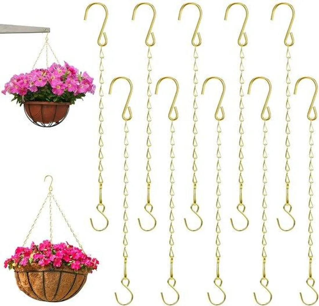 Accrocher vos plantes avec élégance : chaînes dorées 29 cm en métal
