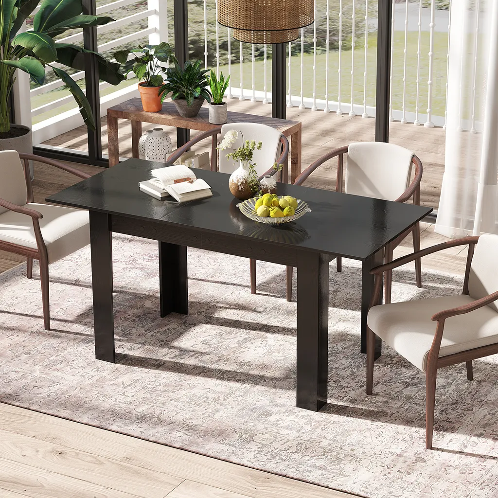 Table de cuisine extensible rectangulaire noire style vintage 158 cm - 8