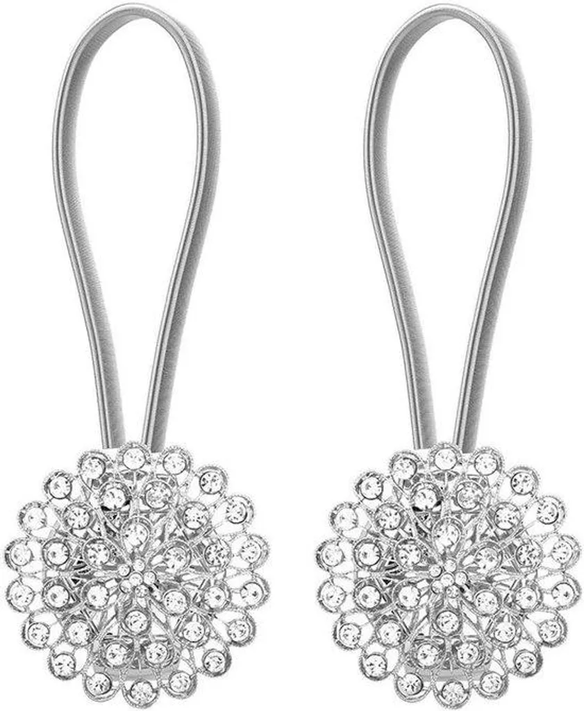Attaches Rideaux Magnétiques Argentées Design Gypsophile Extensible