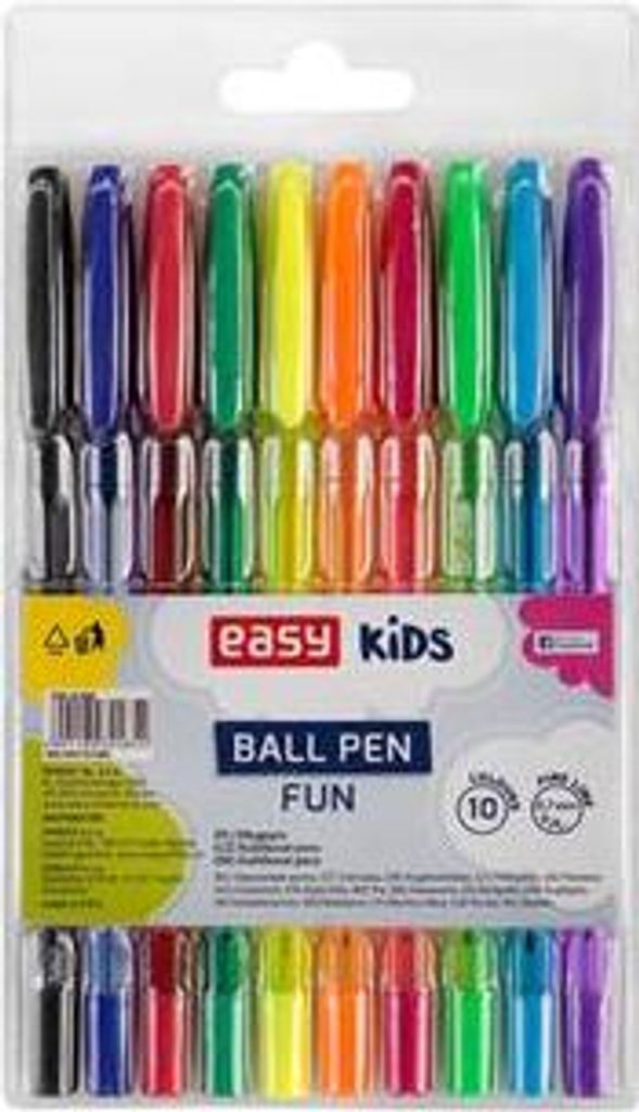EASY Kids FUN Kugelschreiber, farbige Minen, 0,7 mm, 10 Farben