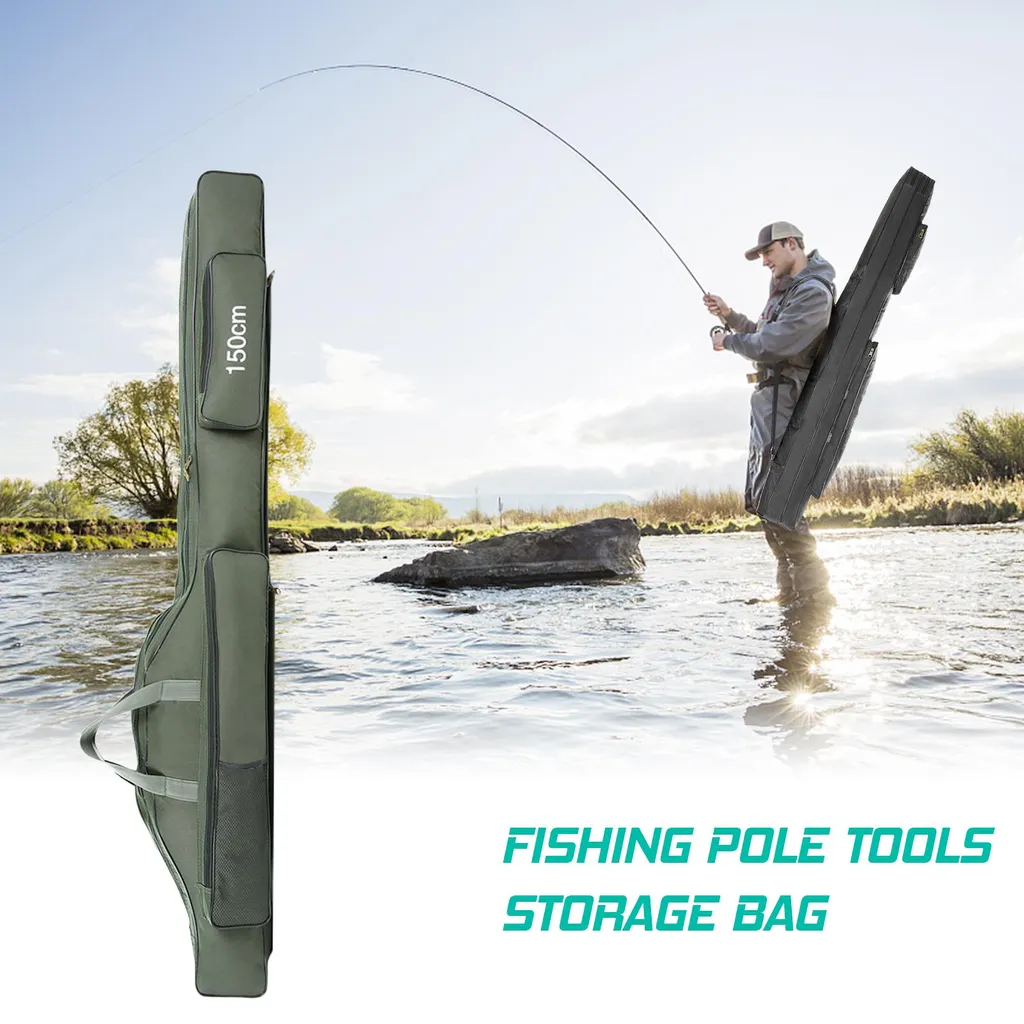 Fourreau de pêche 150cm portable et pliable avec grands compartiments