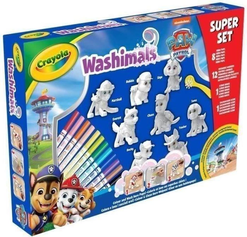 Washimals Super Set Pat'Patrouille, 8 Tiere zum Ausmalen, Waschbar, Ab 3 Jahren, Crayola