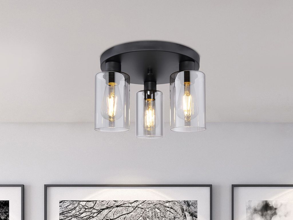 Minimalistische LED Rauchglas Küchendeckenlampen für über Esstisch, dreiflammig