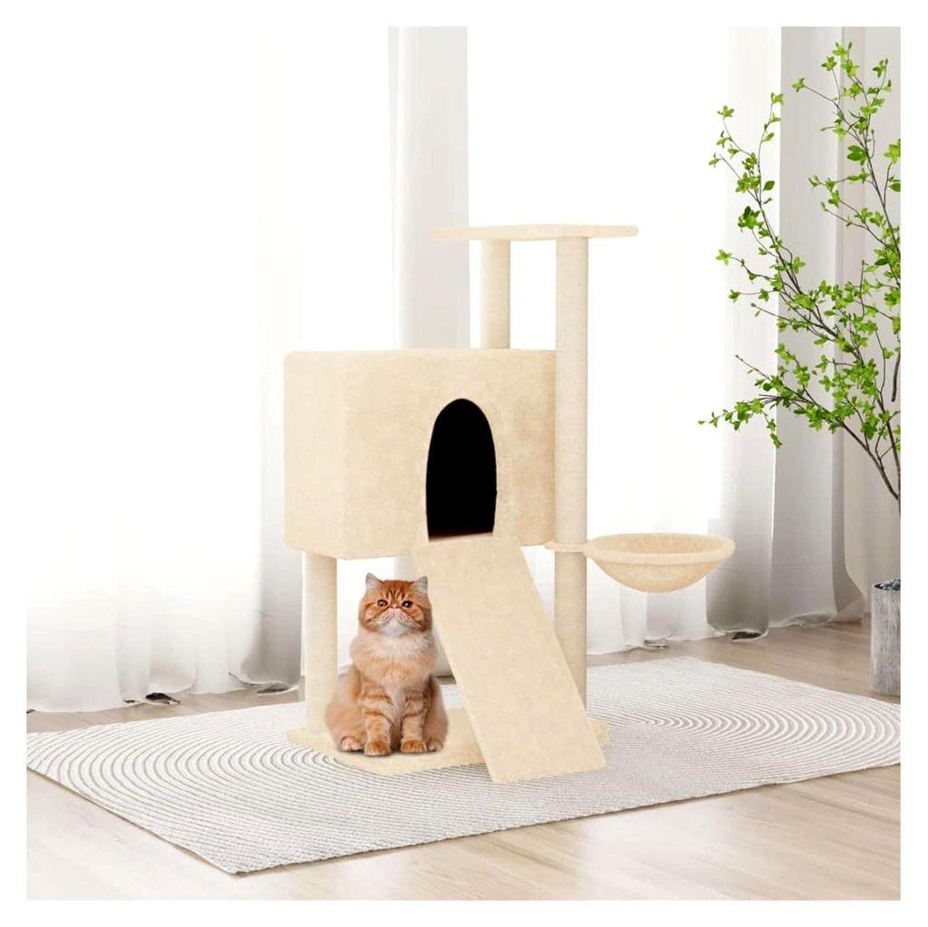Kratzbaum mit Sisal-Kratzsäulen Creme 96 cm für Katzen