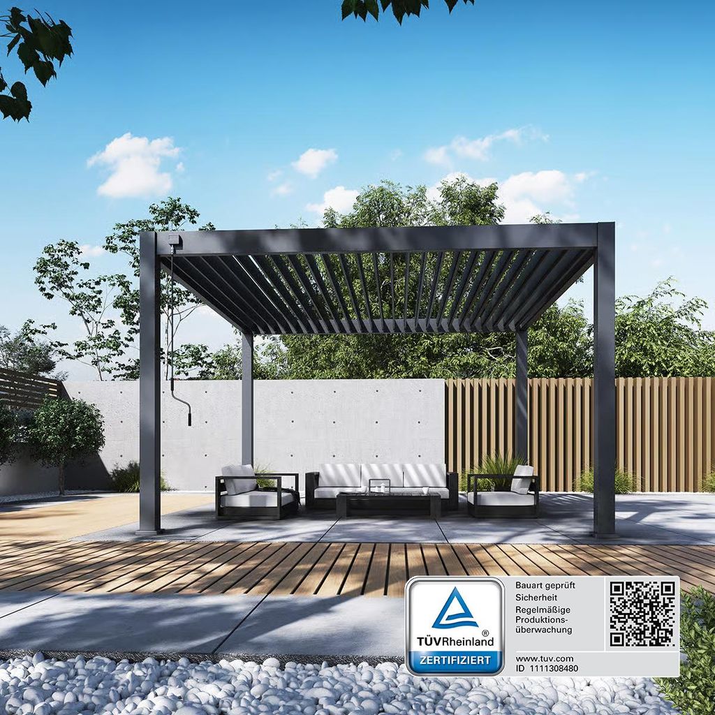Deluxe Plus Pavillon Terrassenüberdachung Aluminium 4 x 4 M Produktbild 
