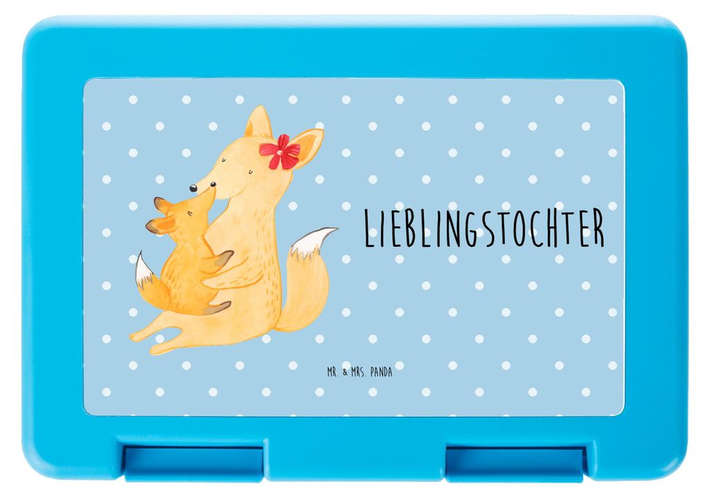 Mr. & Mrs. Panda Lunchbox Fuchs Mama - Blau Pastell - Geschenk, Bentobox, Meal Prep Box, Essensbox, Bento, Schoß, Frühstücksbox, Mutter, Tochter...