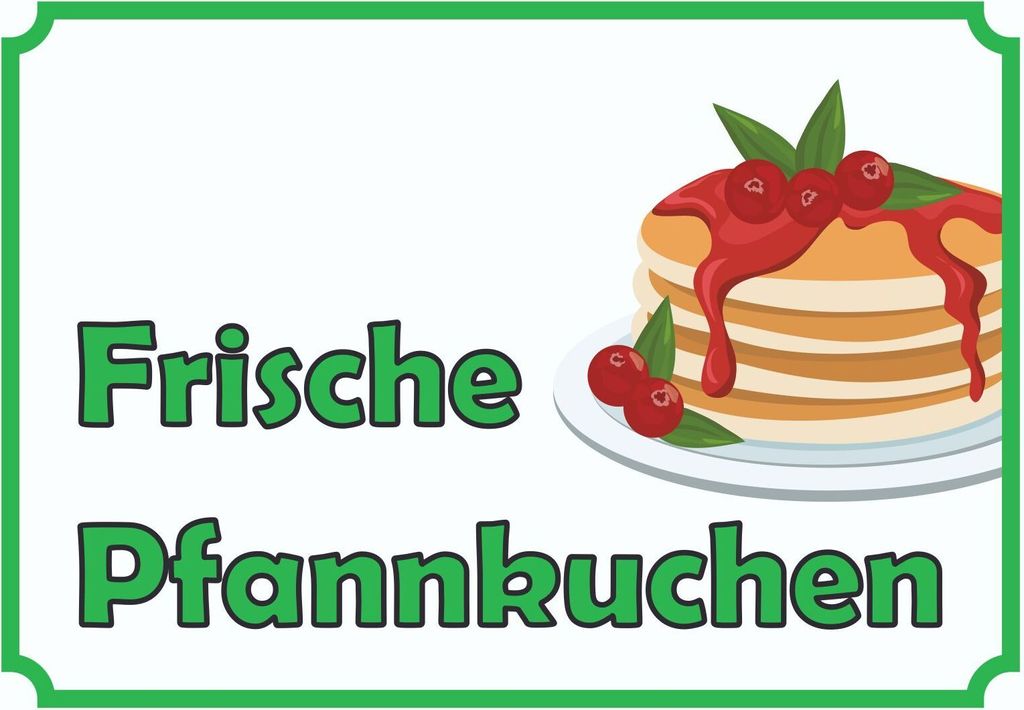 Frische Pfannkuchen Schild A4 Rückseite selbstklebend
