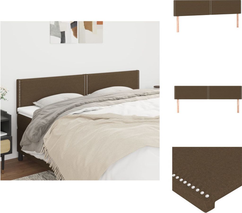 vidaXL Kopfteile 2 Stk. Dunkelbraun 100x5x78/88 cm Stoff - Kopf- & Fußenden