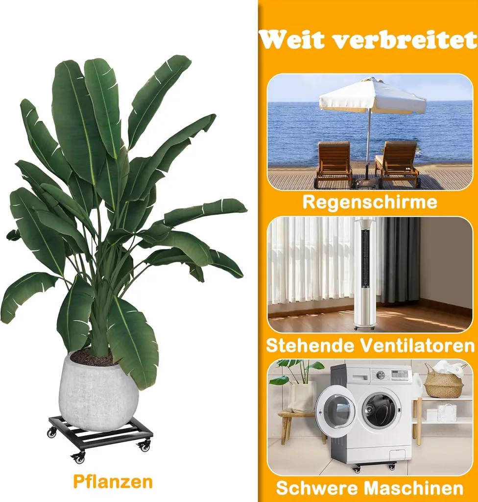 Planche à roulettes pour plantes en métal robuste avec roues freinées