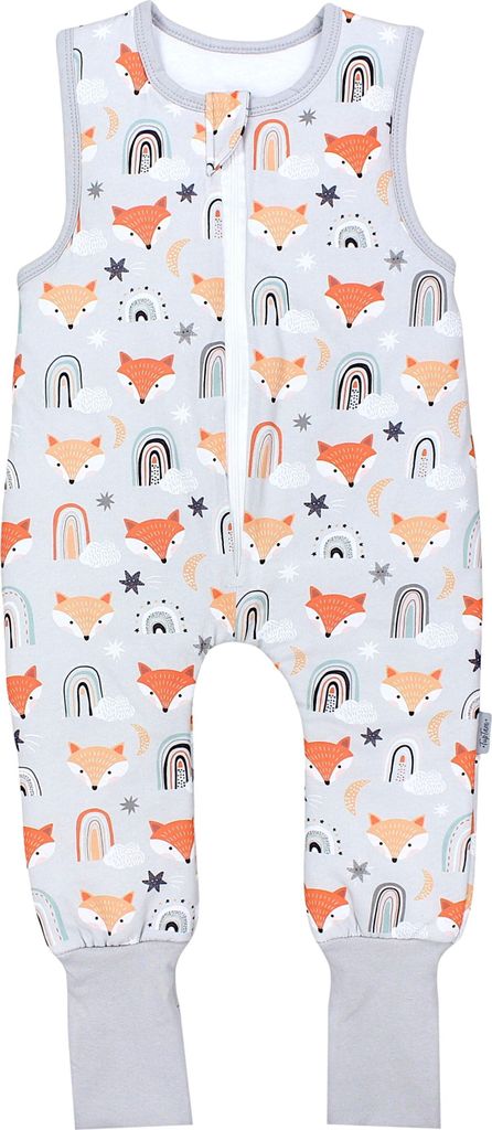 TupTam Baby Ganzjahresschlafsack mit Füßen - 2,5 TOG - - Unisex, Farbe: Fuchs Regenbogen umstülpbarer Fuß, Größe: 68-74