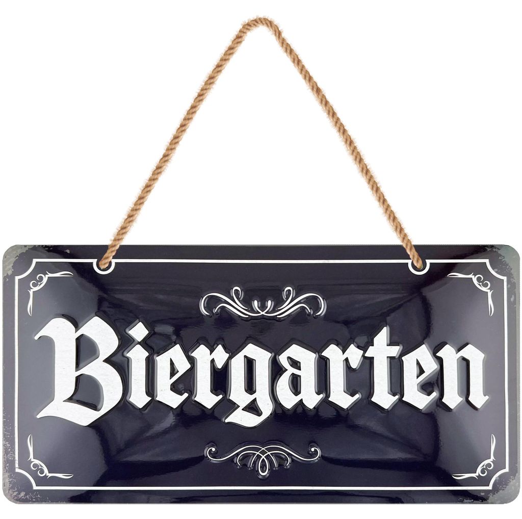 LANOLU Biergarten Schild mit Kordel, lustiges Retro Produktbild 