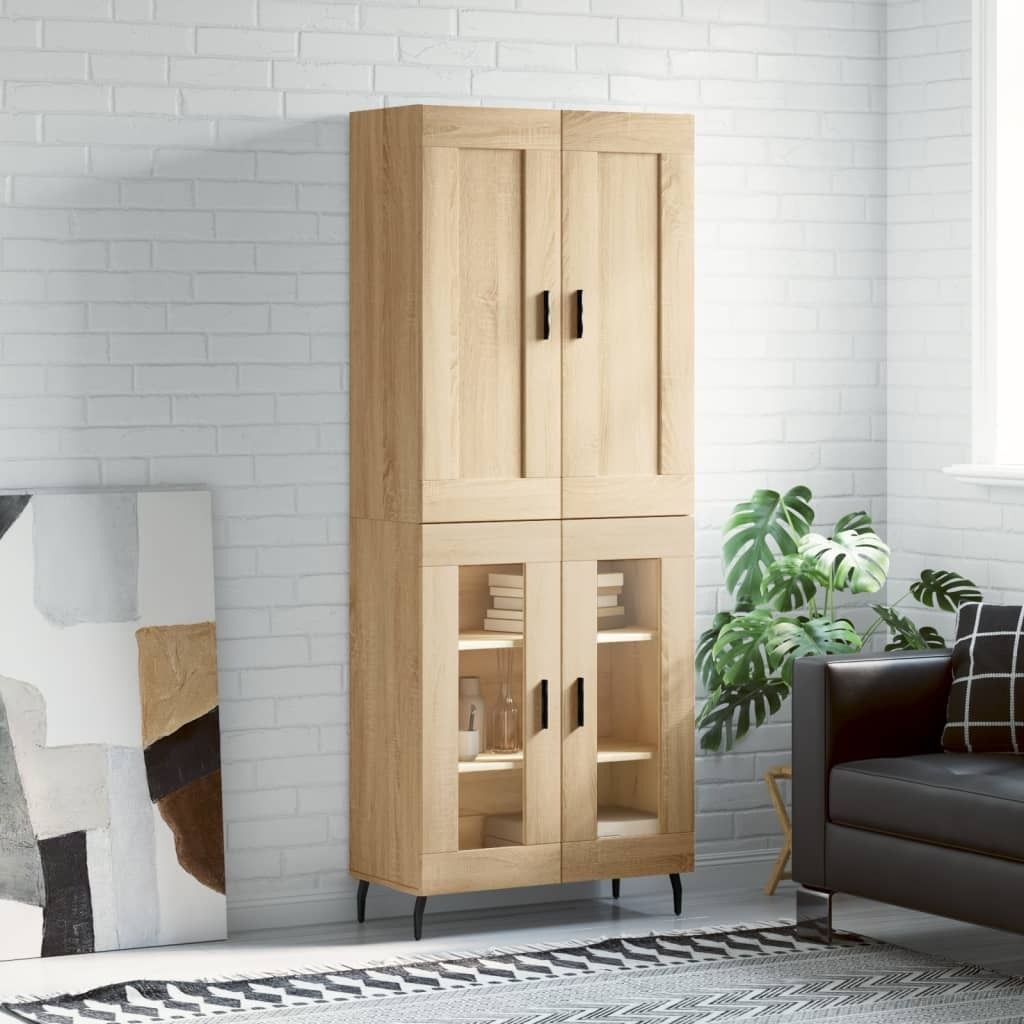 "2026 Promotion" Highboard/Vitrine/Beistellschrank - Sonoma-Eiche 69,5x34x180 cm Holzwerkstoff - Kommoden CC10681