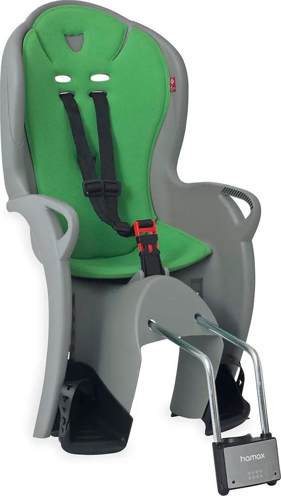 Siège Bébé pour Vélo Hamax Kiss Gris Vert avec Fixation sur Cadre Simple