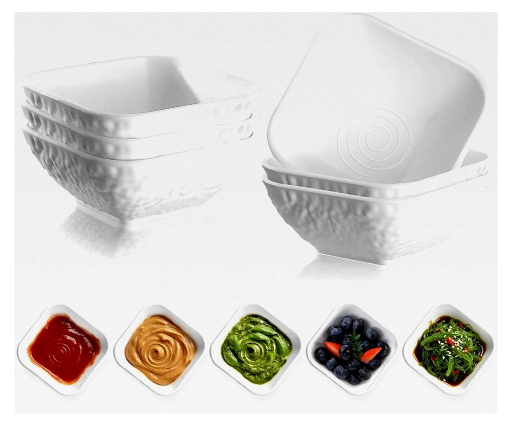 Dipschalen Set 6 Stück 180ml, Weiße Kunststoff-Dipschalen für Beilagen und Saucen