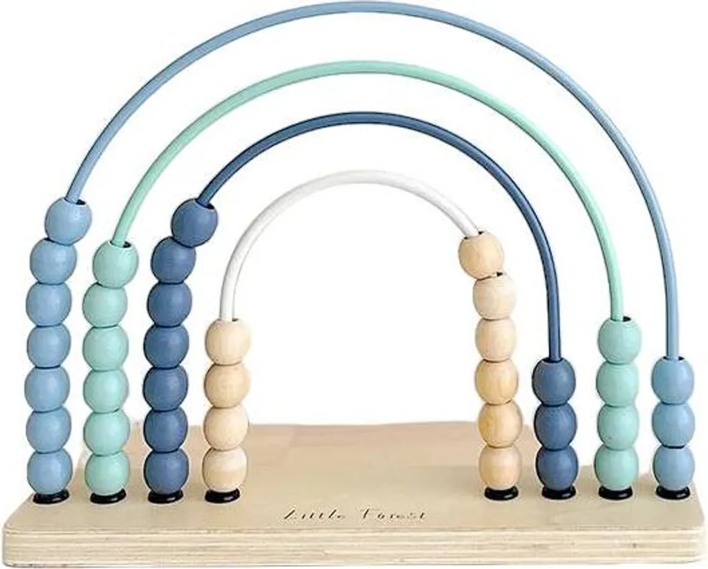 Abaque de calcul arc-en-ciel Montessori en métal et bois bleu pastel