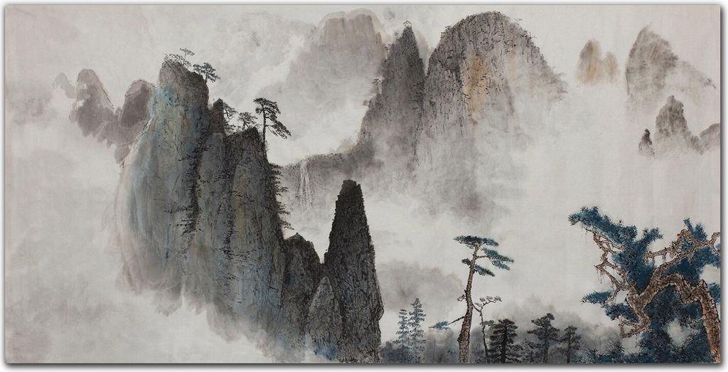 Coloray Bild aus Leinwand 140x70 Leinwand Dekoration - Bergnebelbaum