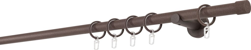 Gardinenstange auf Maß 20mm Cap 1-lauf Wandträger 6,5cm Farbe: Rost, Größe: 260cm