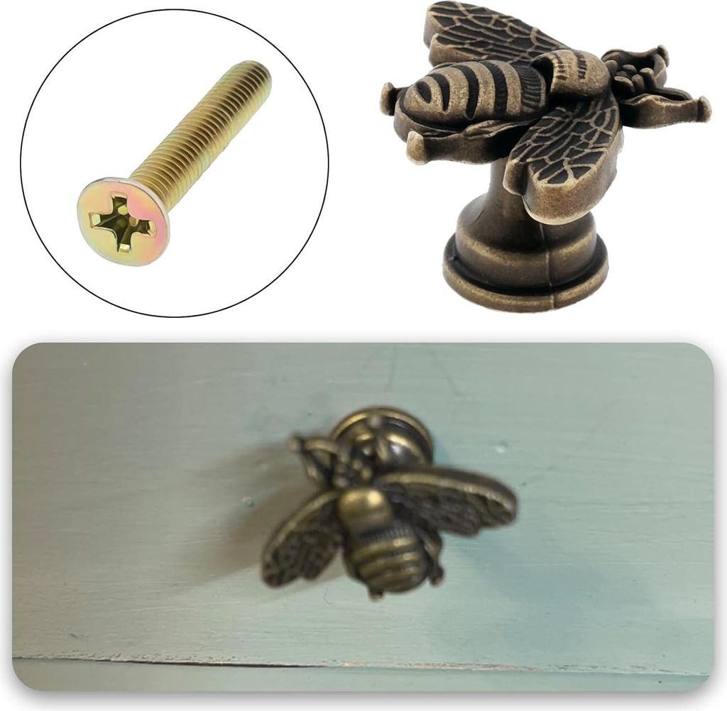 Metallene Bienenform Knöpfe Pull 10 Stück - 29,8x17,9x12,9mm - Mit Schrauben - Für Schrank, Garderobe, Kommode - Bronze