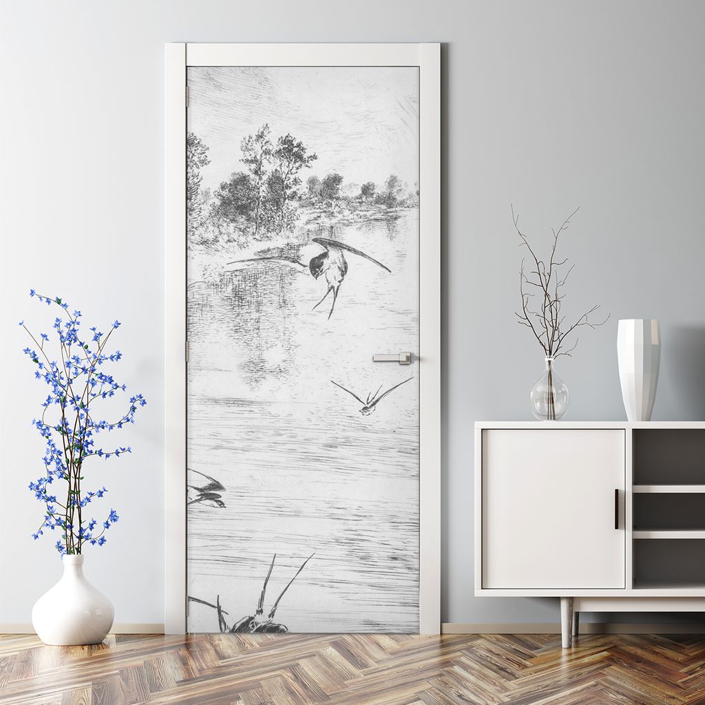 Dekorative Türposter selbstklebend Klebefolie Wandaufkleber Türaufkleber Sauen Kunst 77 x 200 cm