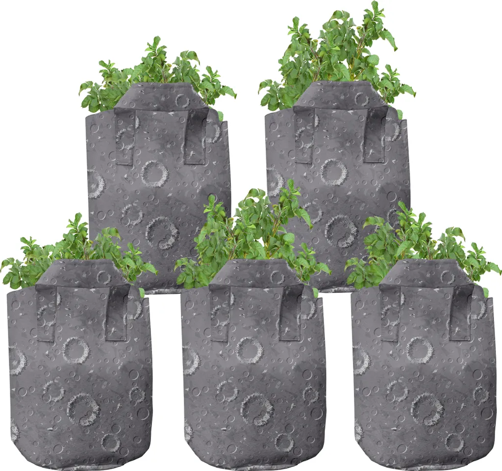 Sac de Plantation 5 Gallons en Géotextile avec Poignées pour Jardinage Lot de 5