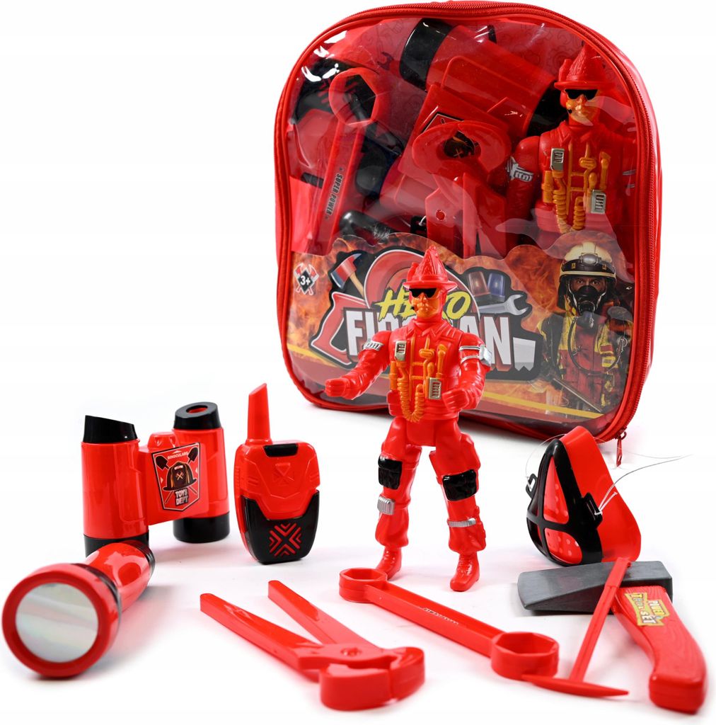 Feuerwehr Rucksack Set mit Figur & Zubehör - Spielzeug Ausrüstung für spannende Rollenspiele