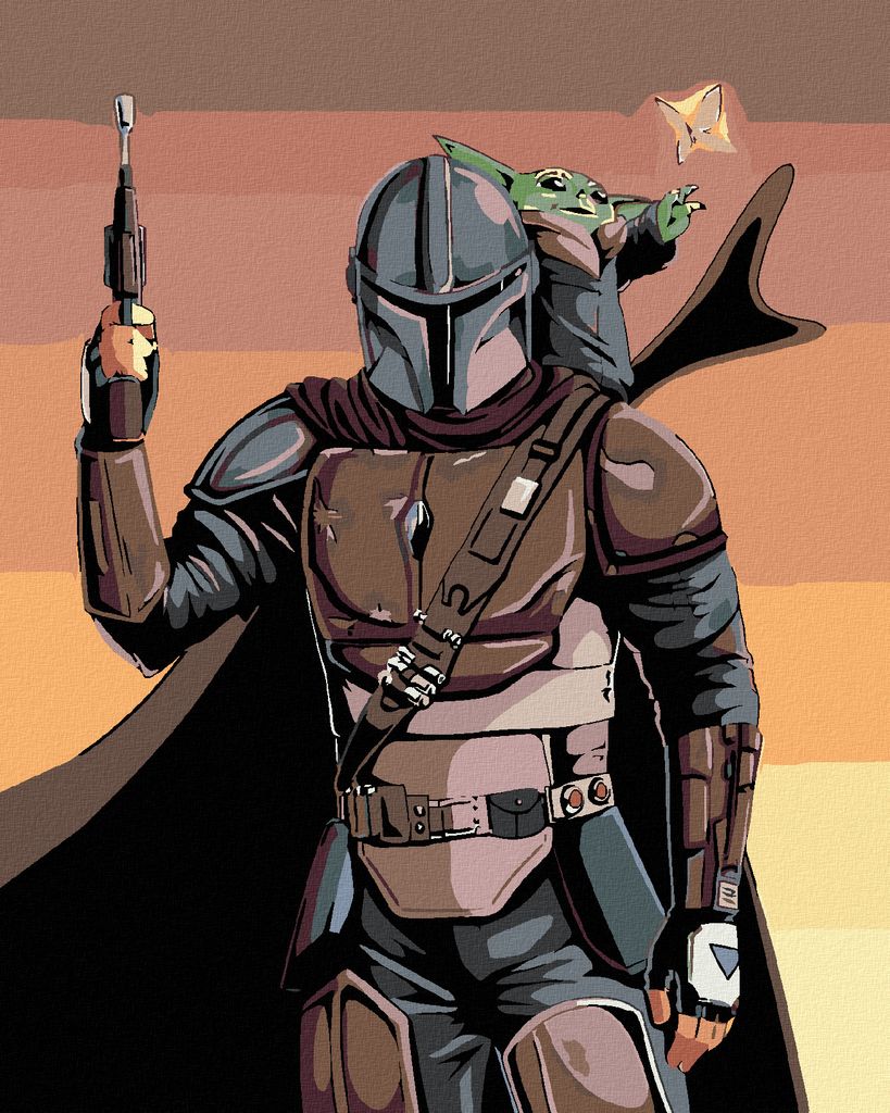 Diamondi - Diamond painting - MANDALORIAN UND BABY YODA, 40X50 cm, ohne Keilrahmen