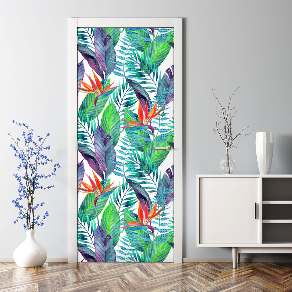 Dekorative Aufkleber selbstklebend Türaufkleber Türposter dekoration Gezeichnete Blumen 70 x 200 cm