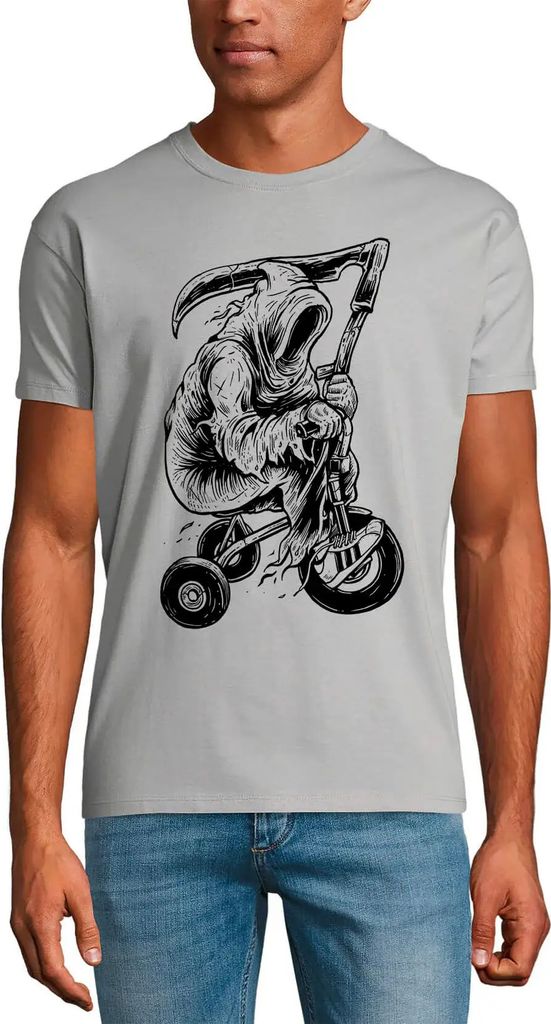 Herren Grafik T-Shirt Sensenmann auf dem Fahrrad - der Tod kommt – Reaper On Bike - Death Is Coming – Öko-Verantwortlich Vintage Jahrgang Kurzarm