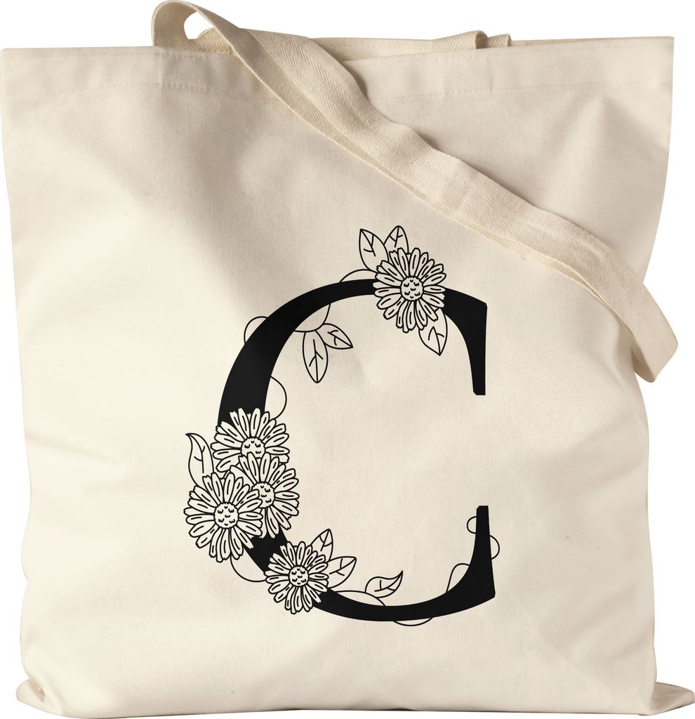 Buchstaben-Beutel C Beutel mit Buchstabe Alphabet Monogramm Blumenmotiv Geschenkidee Anfangsbuchstabe