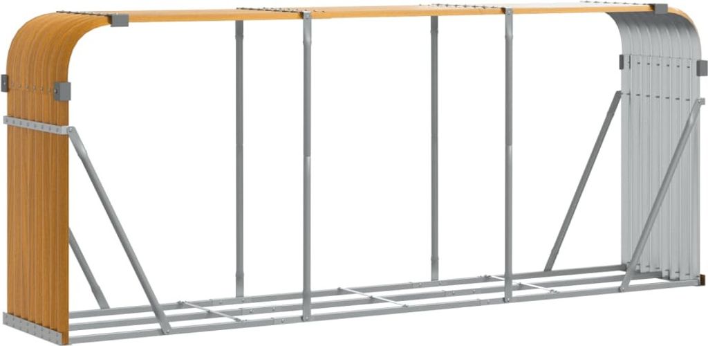 vidaXL Drewniana wiata na drewno opałowe 234x45x100 cm Stal Zdjęcie produktu 