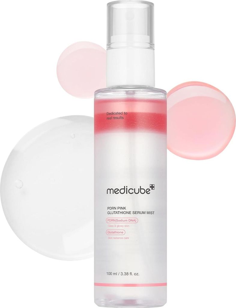Medicube PDRN Pink Glutathione Serum Mist 100 ml – 3-in-1 Gesichtsnebel mit PDRN, Glutathion & 7 Peptiden, Glow, Feuchtigkeit, vegan, K-Beauty