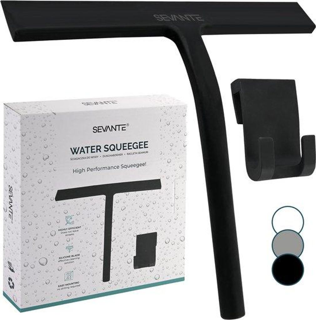 Silikonischer Dusenschutz 23 cm - Dusenschutz mit Halterung - Badzubehör - Dusenschutz für Dusche, Glas und Spiegel - Zollerschutz - Schwarz