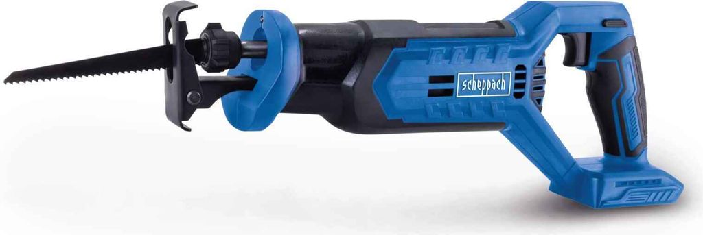 A cordless reciprocating saw is shown against a white background.