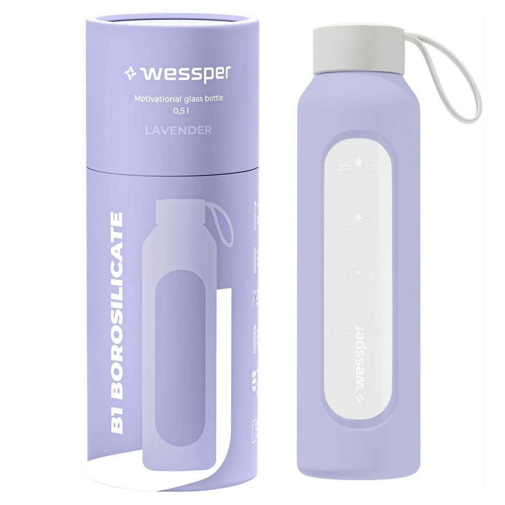 Bouteille en verre Wessper avec housse en silicone – 0,5 L Image du produit 