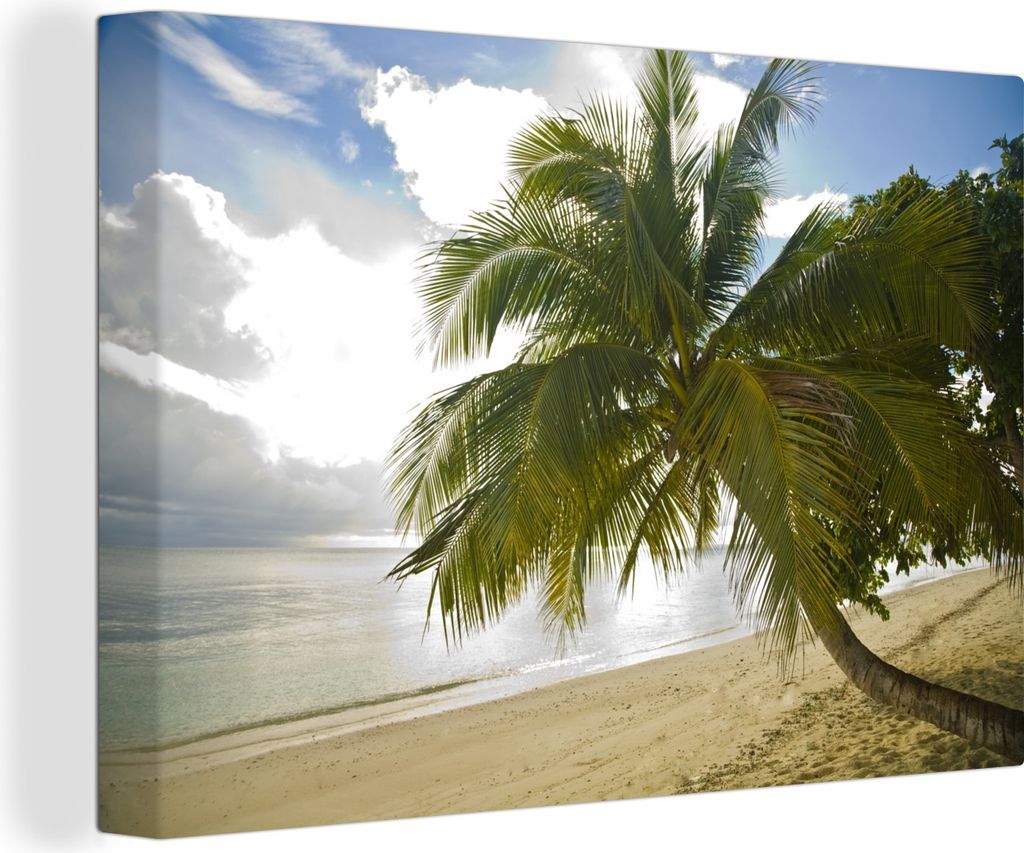 OneMillionCanvasses - Leinwandbilder - 140x90 cm, Palmen an der Küste der Insel Sipadan in Südostasien, Wandbilder Kunstdruck Wanddekoration - ...