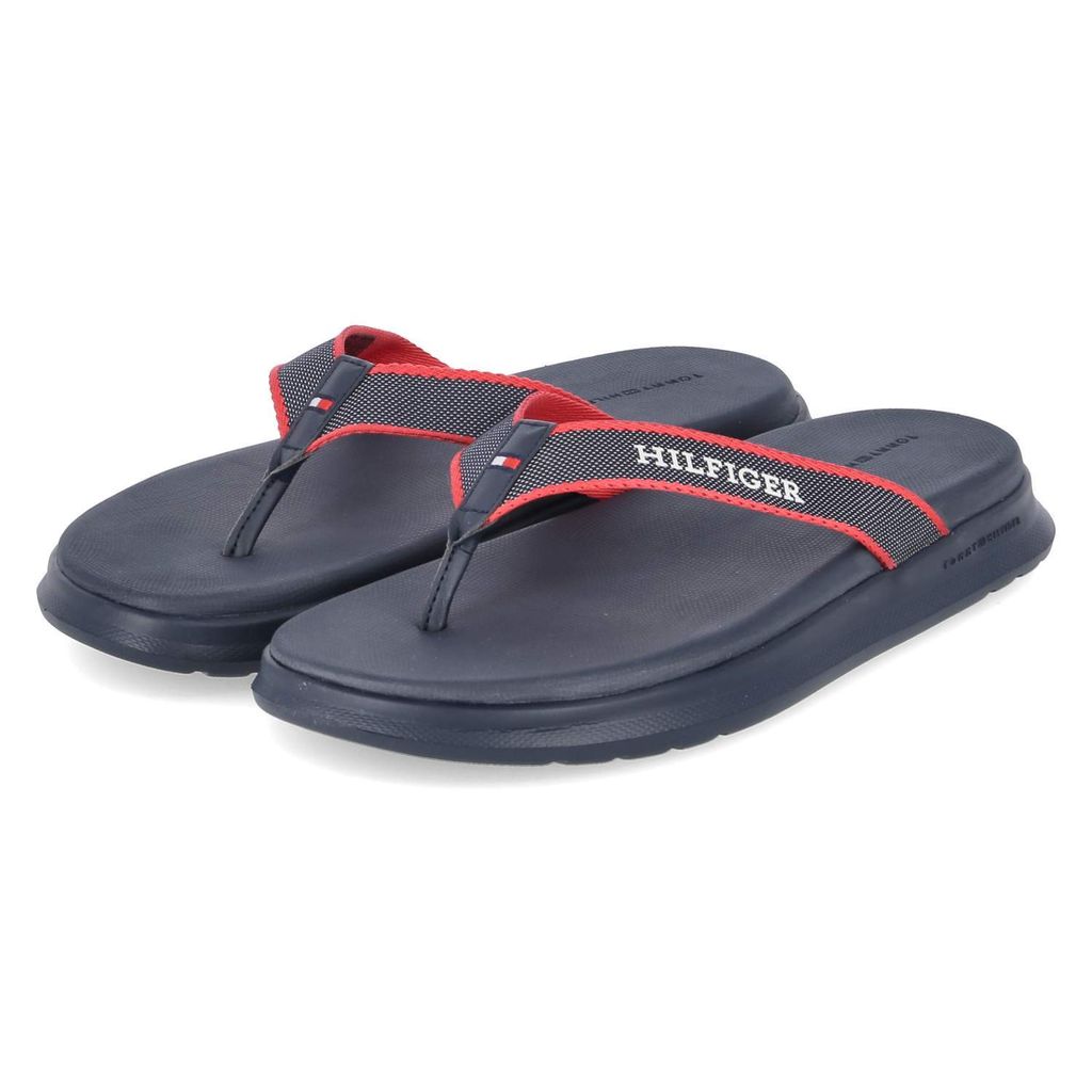 Tommy Hilfiger Herren Badeschuhe/ Badelatschen/ Zehentrenner DUAL DENSITY TOE BEACH SANDAL Dunkelblau Textil Größe: 40