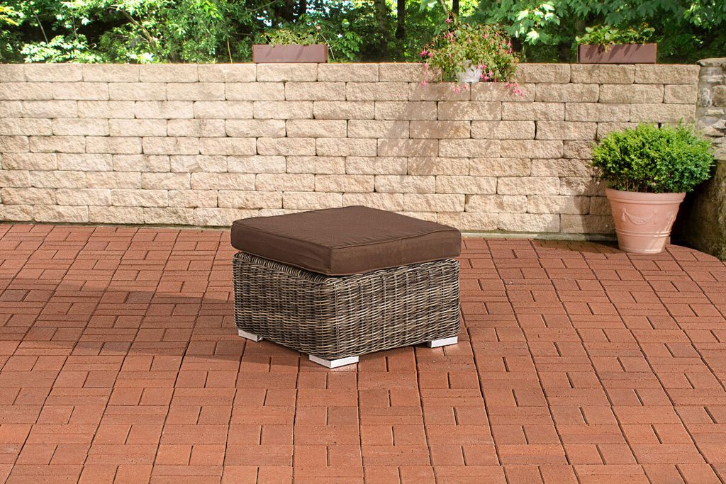 CLP Fußhocker Bilbao / Madeira Farbe:grau-meliert;Polsterfarbe:Terrabraun