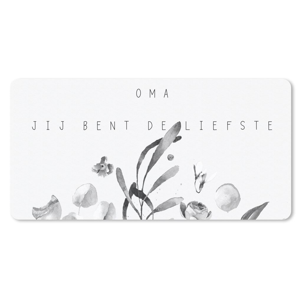 MuchoWow Mauspad Mousepad Oma - Liebe Oma - Blumen - Zitate - Geschenk zum Muttertag - schwarz-weiß 60x30 cm - Mousepads - Maus Mat - Pad - Maus...