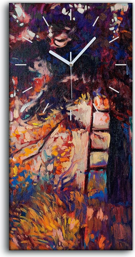 Wohnzimmer-Bild Leinwand Uhr Quarz 30x60 Herbstliche Wald Produktbild 