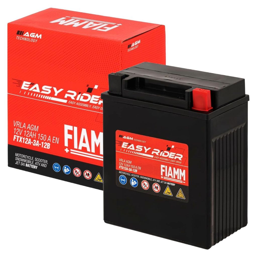 FIAMM Easy Rider FTX12A-3A-12B Batteria Moto AGM 12V 12Ah Immagine del prodotto 