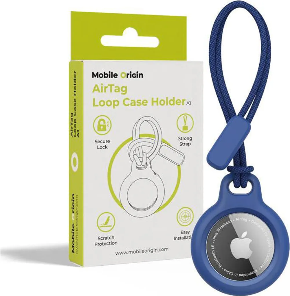 Cover protettiva / portachiavi per Apple AirTag, Mobile Origin AirTag Loop Case A1 per Apple AirTag, blu
