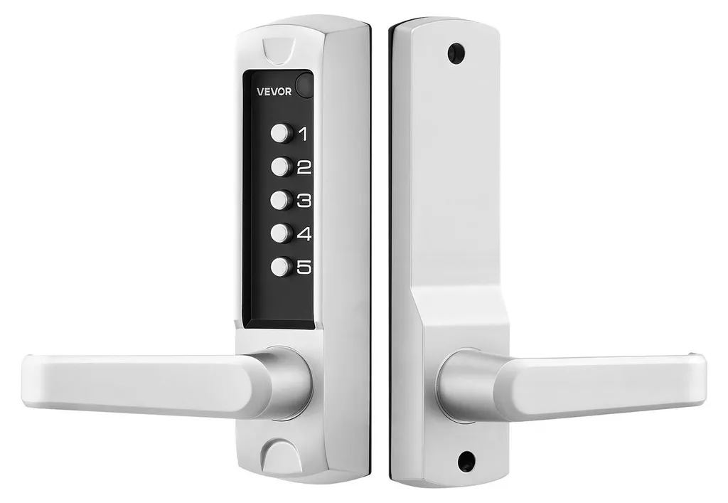 Serrure de porte mécanique sans clé argentée avec code 2.0 à 5 chiffres - 10
