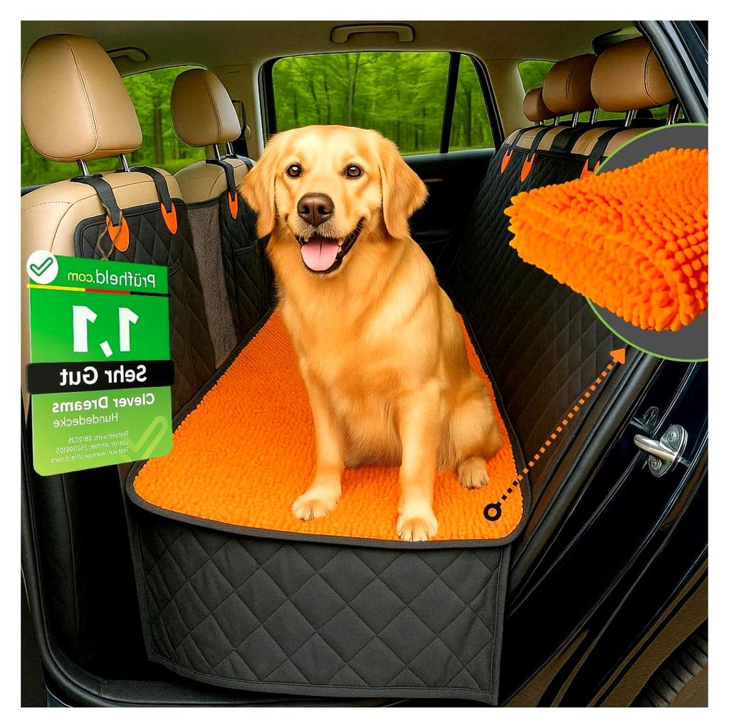 Hundedecke für die Rückbank im Auto - wasserdichte Autoschondecke für Hunde mit festem Boden und abnehmbarer Schmutzfangmatte, rutschfest und kr...