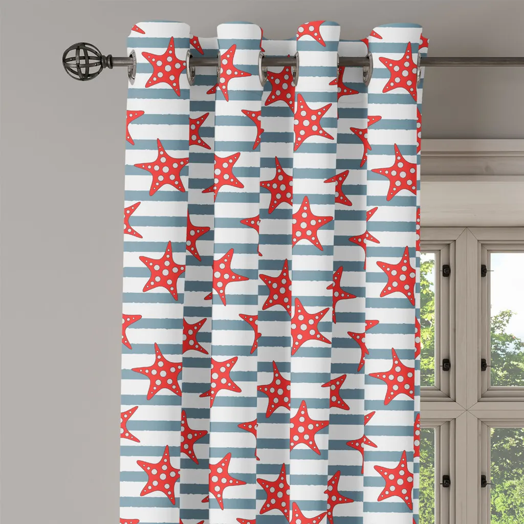 Rideau pour chambre d'enfant ou salon thème marin 280x175 cm bleu