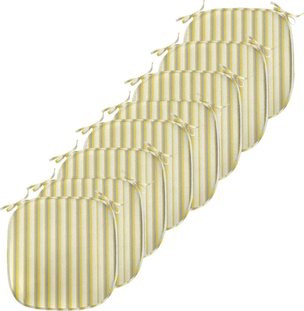 Coussin pour siège de cuisine jaune et gris à sangles lot de 8 pièces
